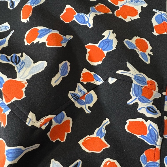 Leggiadro Chic Floral Knee Length Dress - Black and Red. Sleeveless, Back Zip. - Picture 6 of 13